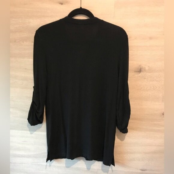 Cable&Gauge Black Ruffle Front Button Down Top - Picture 2 of 4